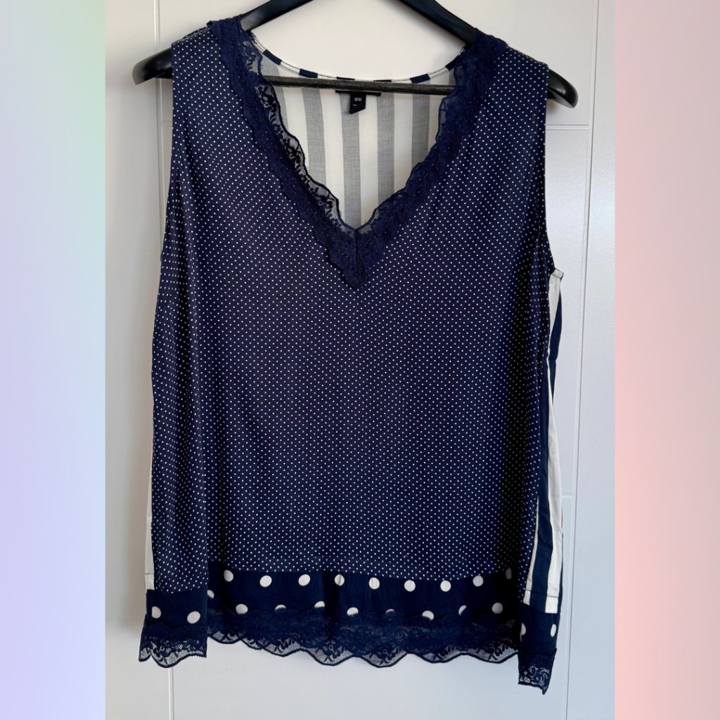 Tribal Striped & Polka Dot Sleeveless Top Size Medium